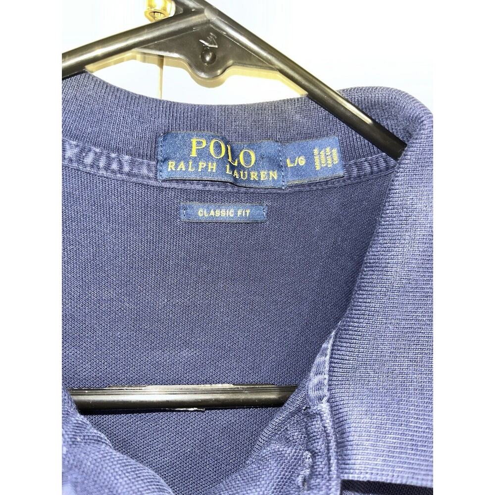 Polo Ralph Lauren Polo Shirt Size L Short Sleeve Navy Blue Cotton Golf Pony - Picture 4 of 8